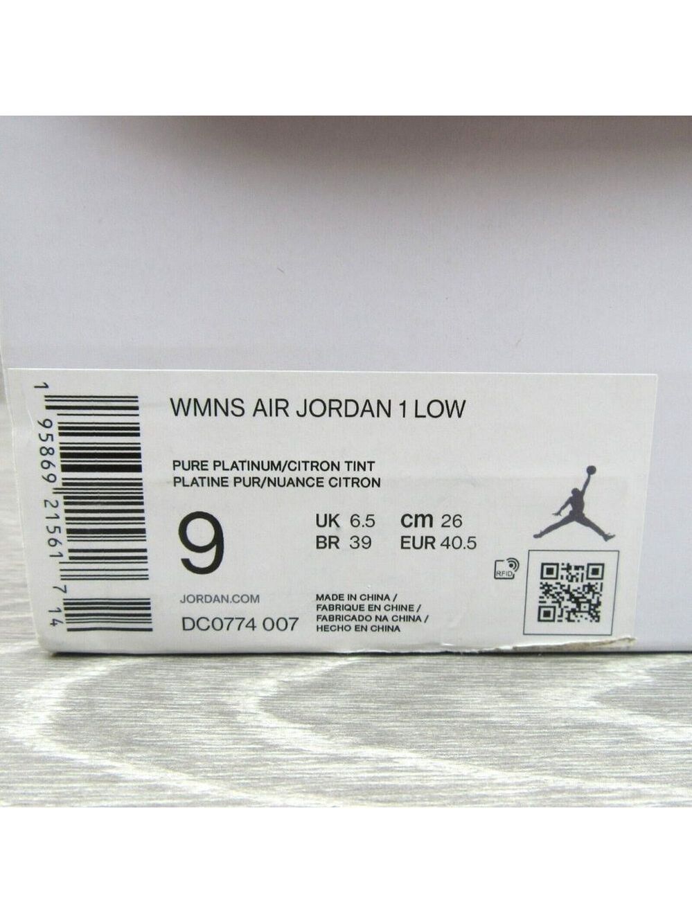 Air Jordan 1 Low Women's Size 9 Platinum White Citron Lemonade NEW - Picture 14 of 16